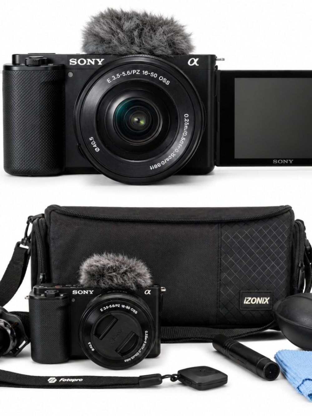 Sony ZV-E10 Vlog Camera + 16-50mm Lens + 128GB SD Card + Tripod + Case - Like Ne